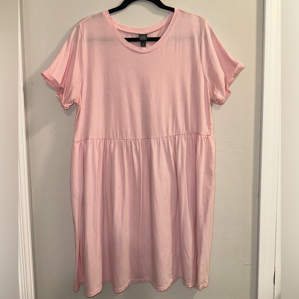 Wild Fable Size Large light pink baby doll style short sleeve plain dress